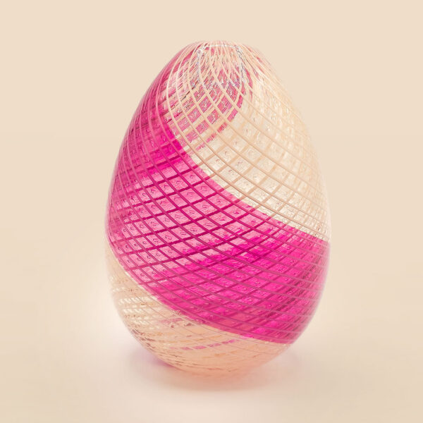 Œuf en Reticello Rose et Blanc